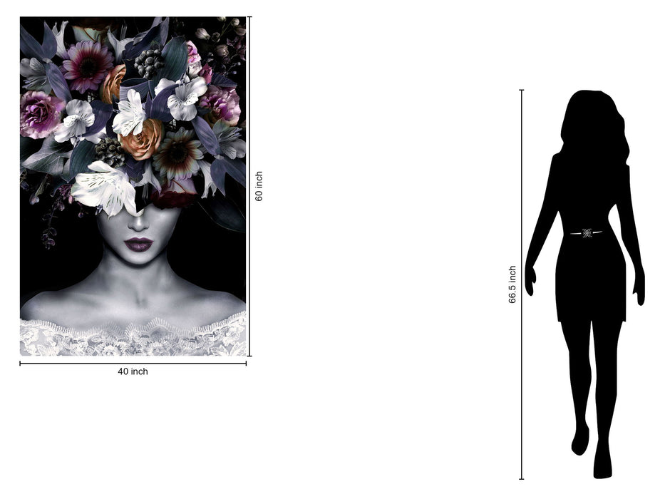 Temp Glass With Foil - Floral Lady Front - Dark Gray