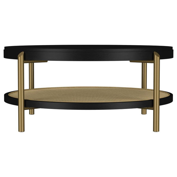 Arini - Round Coffee Table With Storage Shelf
