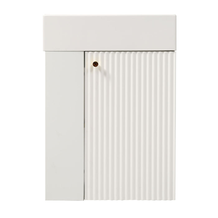 Floating Bathroom Vanity With Resin Basin, Left Side Storage - White