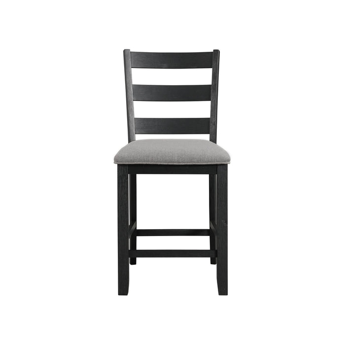 Martin - Counter Side Chair With Gray Fabric (Set of 2) - Black Finish