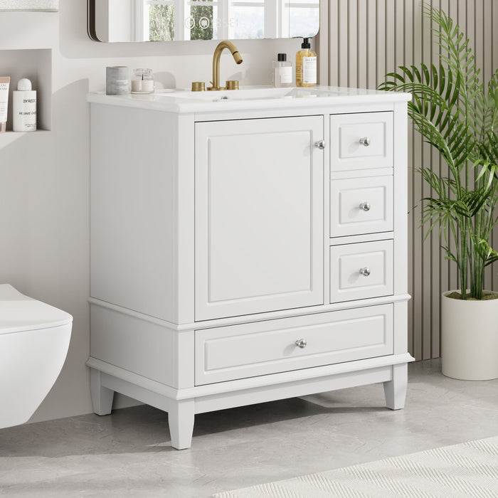 Freestanding Bathroom Vanity With Sink, Soft Close Door, 3 Drawers