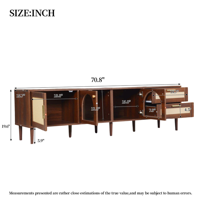 TV Stand With App-Controlled LED Lights, 2 Drawers & Door Storage