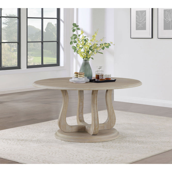 Verdugo - Round Dining Table With Pedestal Base - White Washed