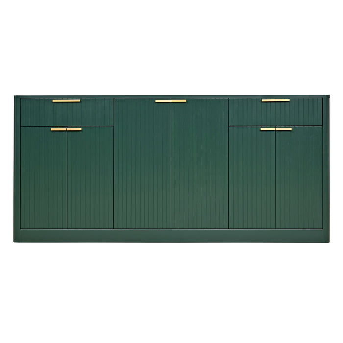 Large Fluted Buffet Sideboard, Wine Bar Storage Cabinet With 6 Doors & 2 Drawers