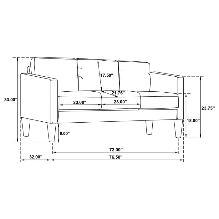 Ruth - 2 Piece Track Arm Sofa Set With Cushions - Black