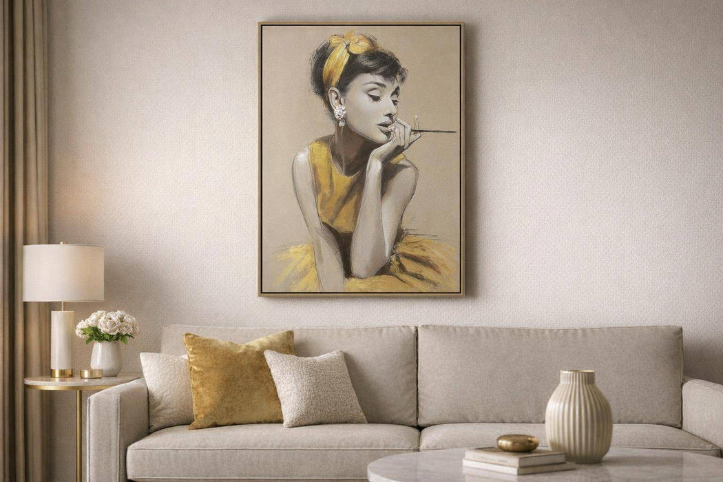Golden Muse I Hand-Embellished Canvas In Frame - Gold / Beige
