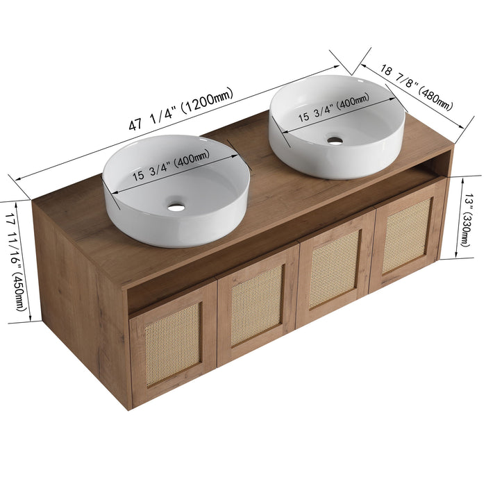 Bathroom Vanity & Art Sink, 2 Soft Close Doors, Float Mounting Design