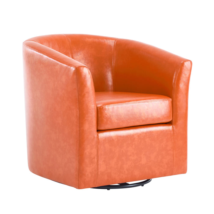 Wilmore - Elegant Swivel Barrel Chair - Orange