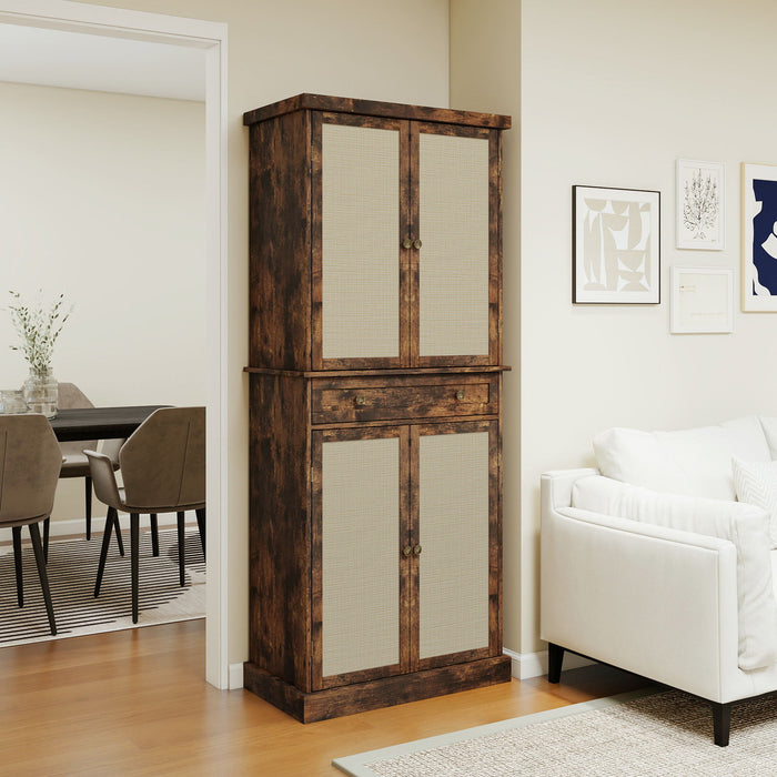 4 Door Storage Cabinet With 1 Drawer, With 4 Adjustable Inner Shelves