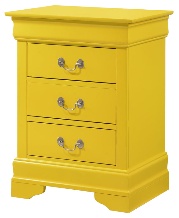 Glory Furniture Louis Phillipe 3 Drawer Nightstand, Yellow