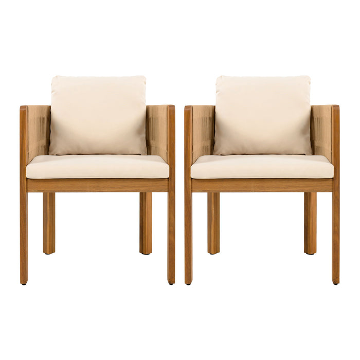 Outdoor Dining Chairs With Rope Handles (Set of 2)