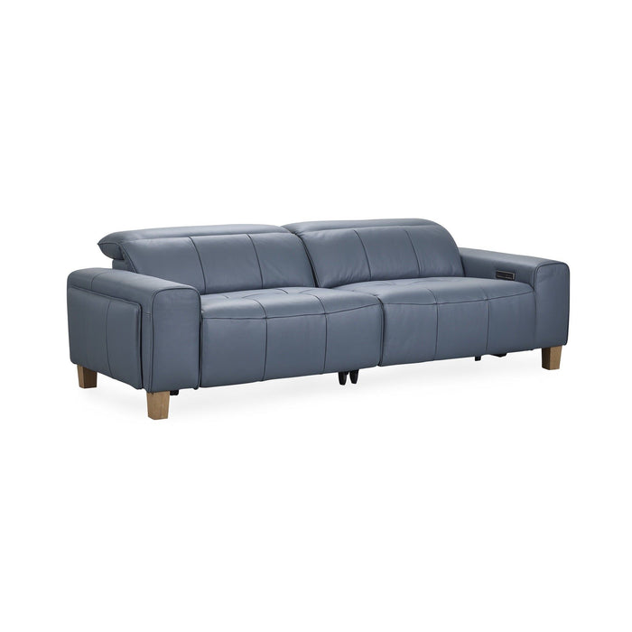 Alea - Leather Power Recliner Sofa - Smoke Blue