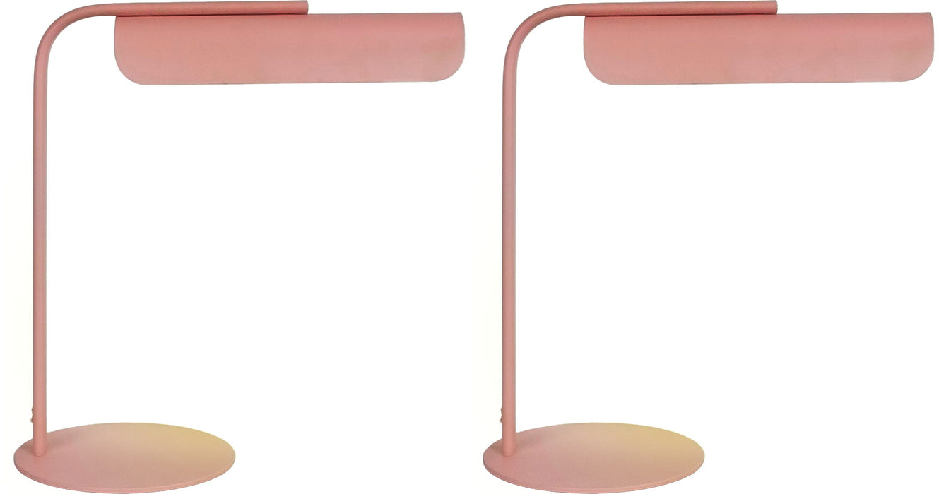 Poet'S Curve I - 14 X 14 - Metal Accent Lamp (Set of 2) - Matte Blush Pink