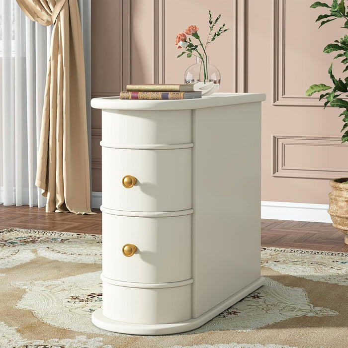 Narrow 2 Drawer End Table