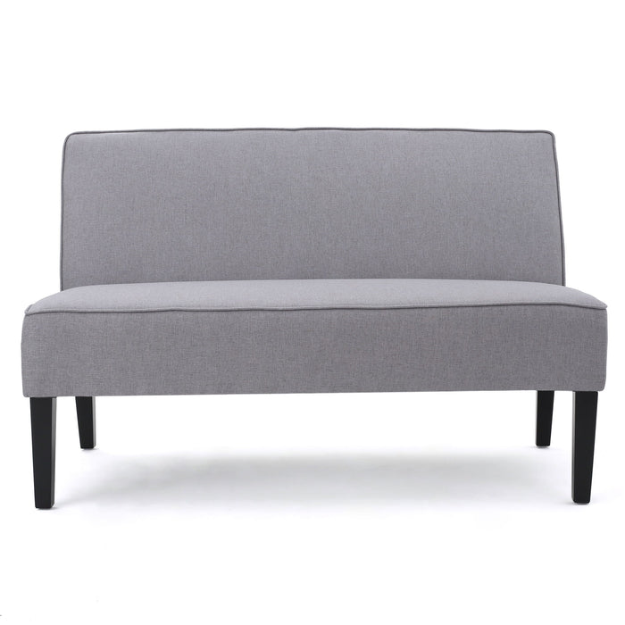 Contemporary Loveseat With Upholstered Fabric And Birch Wood Legs - Light Gray