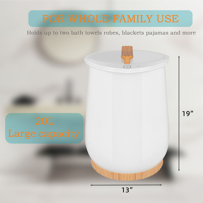 Towel Warmers, Luxury Bucket Towel Warmers, Large Towel Warmers For The Bathroom, Fits Up To 2 Oversized Towels - White