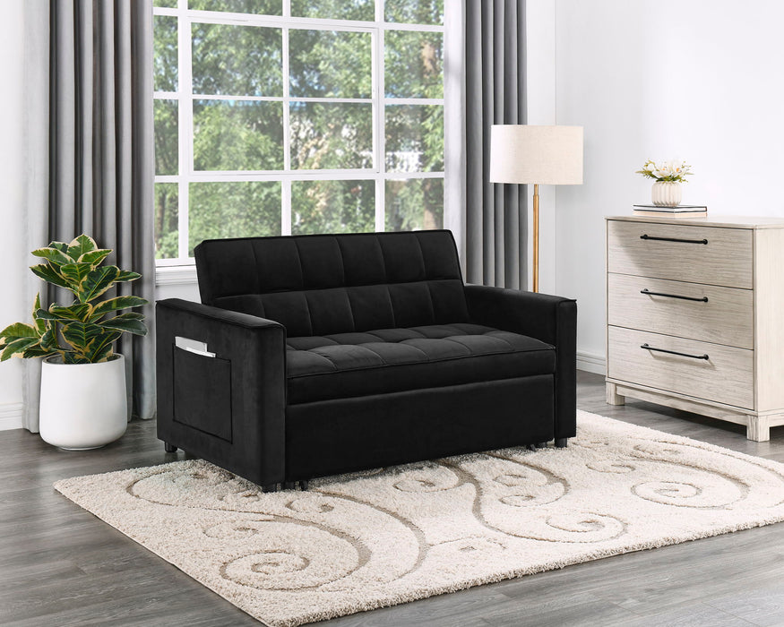 Maeve - Convertible Sleeper Loveseat With Tufting and Side Pocket - Black