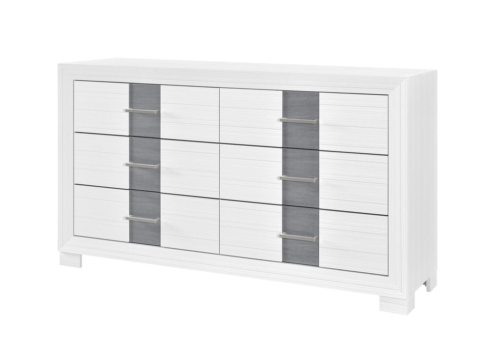 Optimus - 4 Piece Bedroom Set (King Bed, Dresser, Mirror, Nightstand) - White