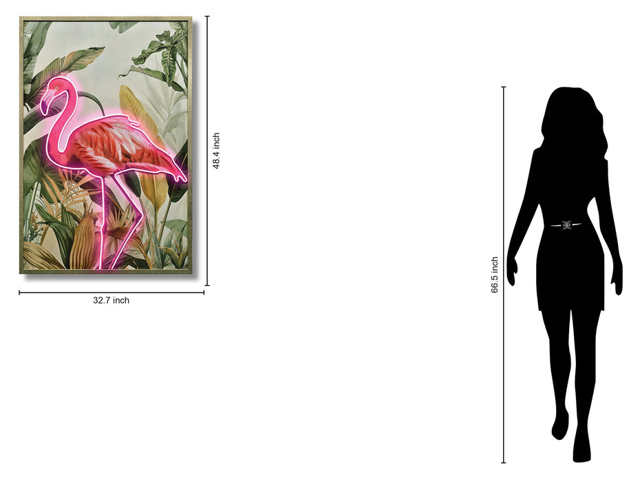 Electric Flamingo Oasis - 33" x 48" Framed Wall Art