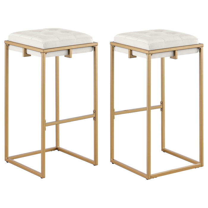 Soccoro - Square Tufted Cushion Stools (Set of 2) - Beige