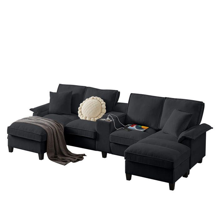Modern U-Shaped Sectional Sofa Bed With Storage