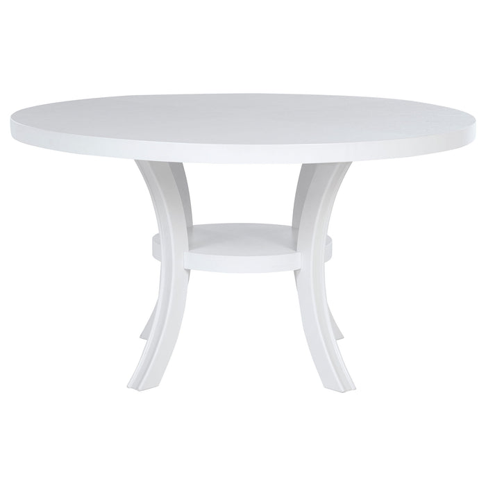 Tyler - Round Dining Table With Shelf Round Table - White