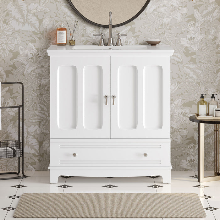Bathroom Vanity With Sink, Cabinet With Adjustable Shelf And Drawer Divider