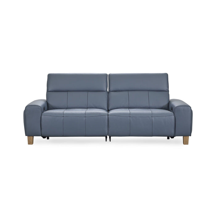 Alea - Leather Power Recliner Sofa - Smoke Blue