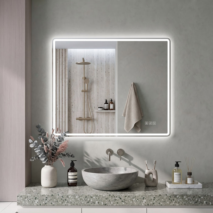 24" X 32" Rectangular Front Lighted And Backlit LED Bathroom Mirror With Anti Fog - Clear