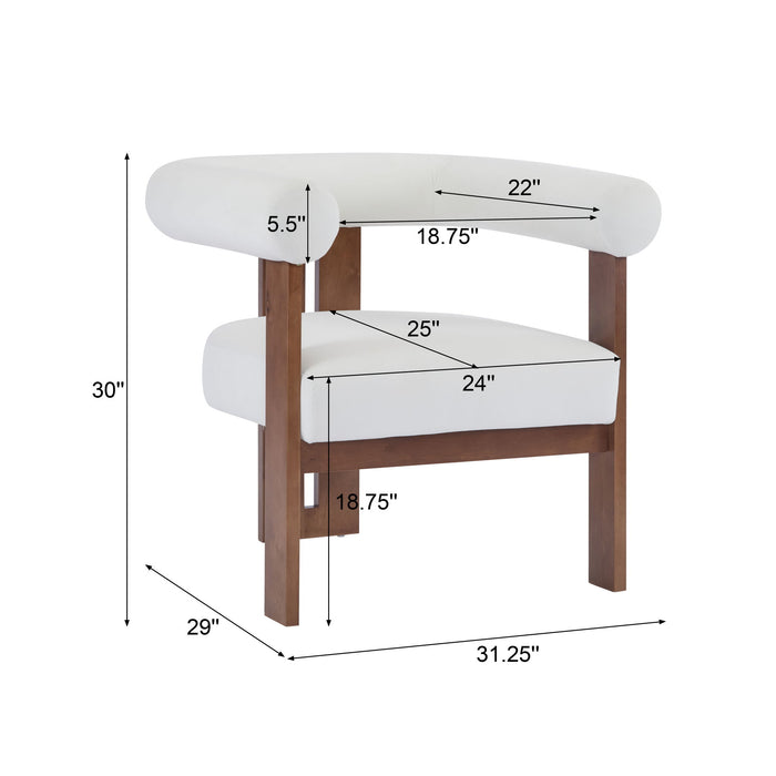 Modern Upholstered Round Arm Accent Chair With Velvet Upholstery