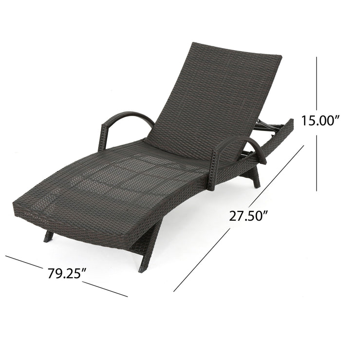 Salem - Contemporary Wicker Chaise Lounge With Arm, Weather Resistant