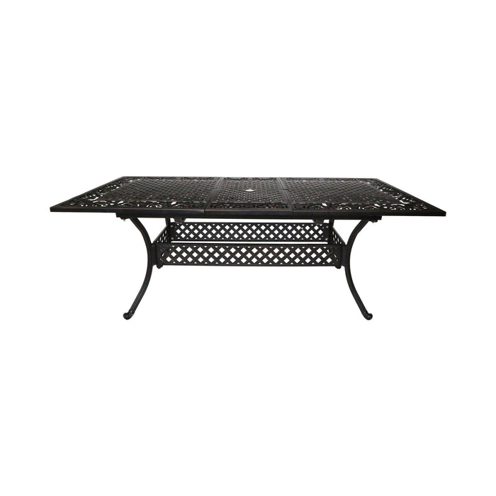 Outdoor Extendable Aluminum Dining Table With Pattern Table Top And Curved Legs - Copper