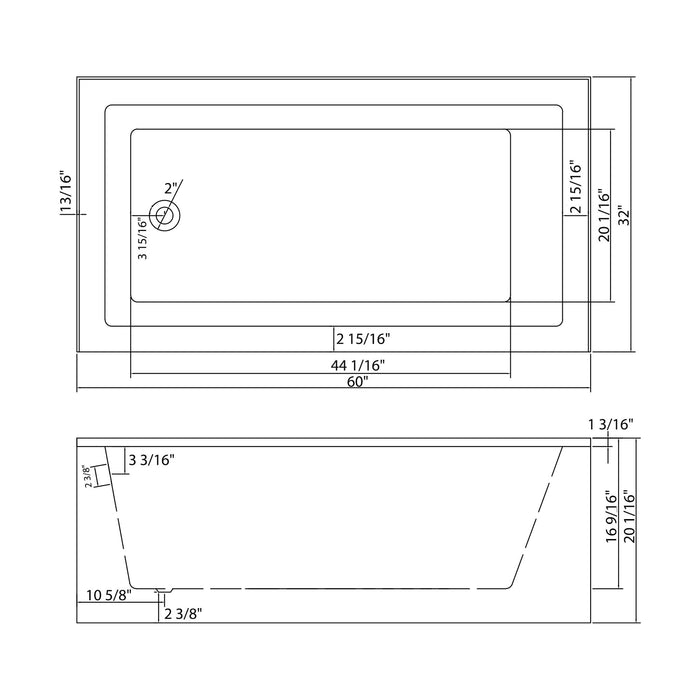 Alcove Soaking Bathtub With Skirt - Back-To-Wall Design, Compact - Glossy White