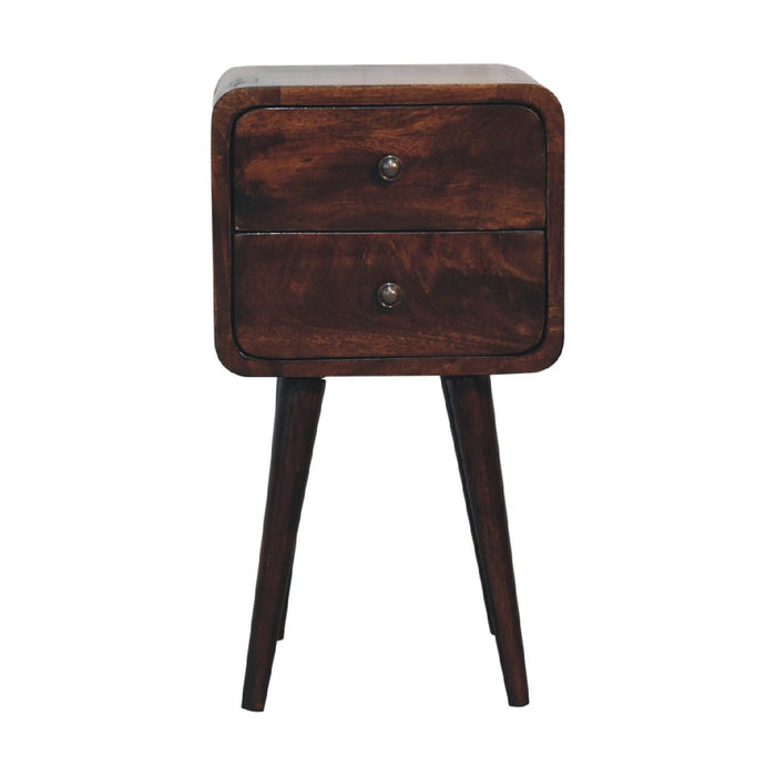 Mini Curved Nightstand - Walnut