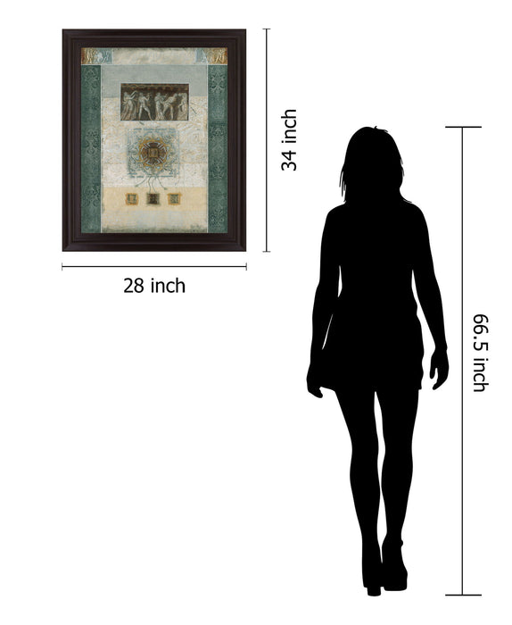 Verdant Fresco Geometry - 28" x 34" Framed Wall Art