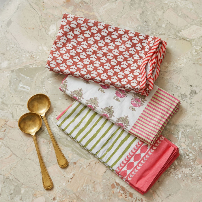 Crissy - Cotton Canvas Printed Napkins (Set of 4) - Rust Vintage Floral