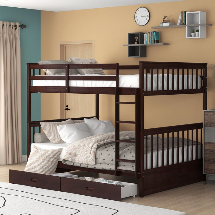 Bunk Bed With Ladders And 2 Storage Drawers