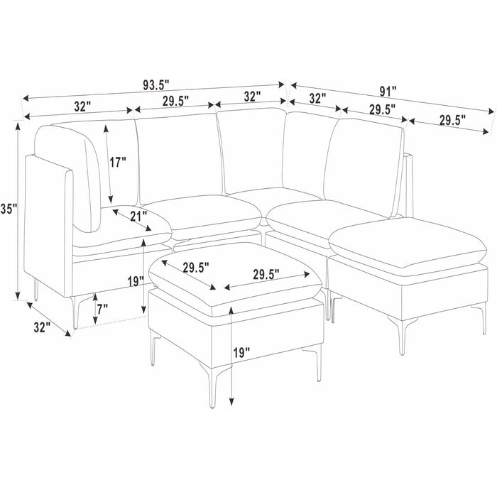 Upholstered Modular Sectional & Tall Legs