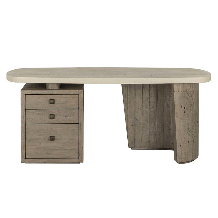 Angus - Solid Wood Desk - Distressed Gray / Antique White