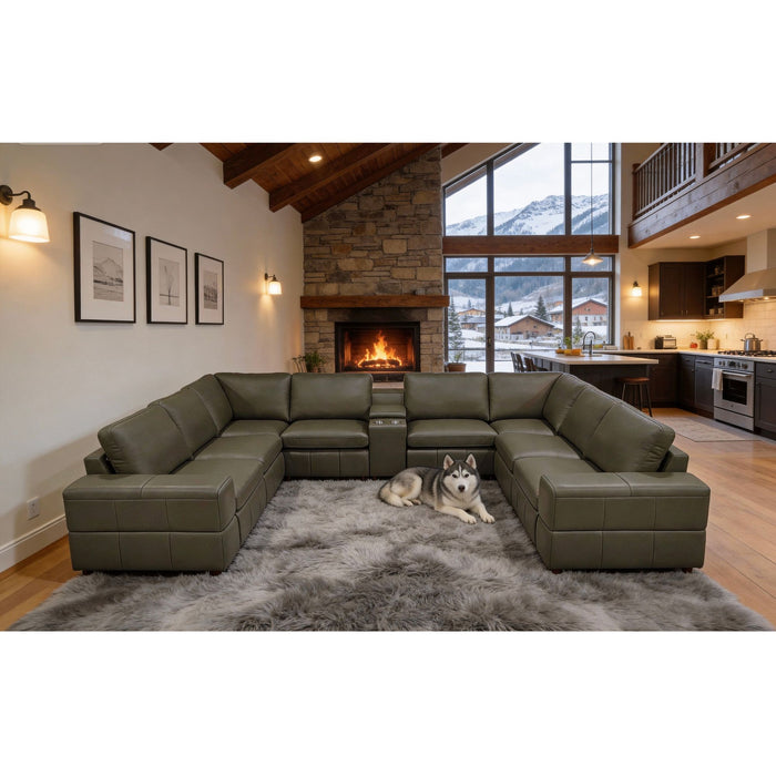 Upholstered Large Arms Sectional With Recliner Seats