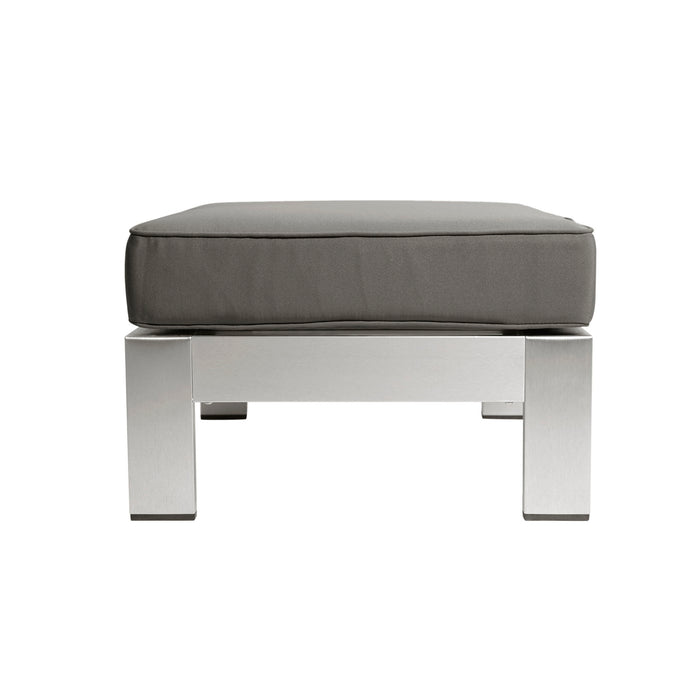 Outdoor Aluminum Ottoman With Cushion - Gray