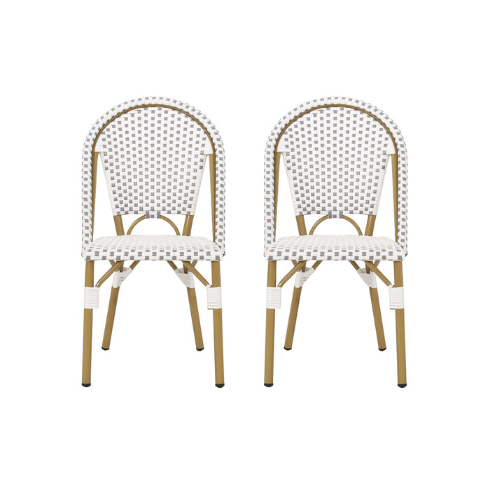 Outdoor Rattan And Aluminum French Bistro Chairs Set
