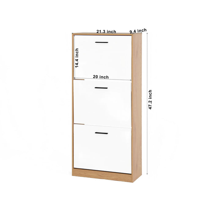 Modern Freestanding Shoe Storage Cabinet With 3 Flip Drawers