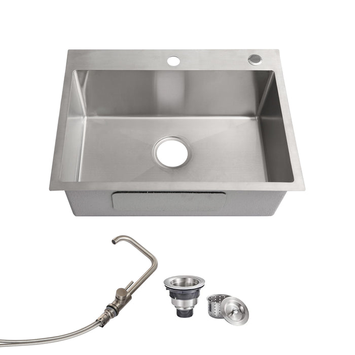 24" Stainless Steel Washing Sink With Faucet Hoses And Drain Head Only (Update) - Silver