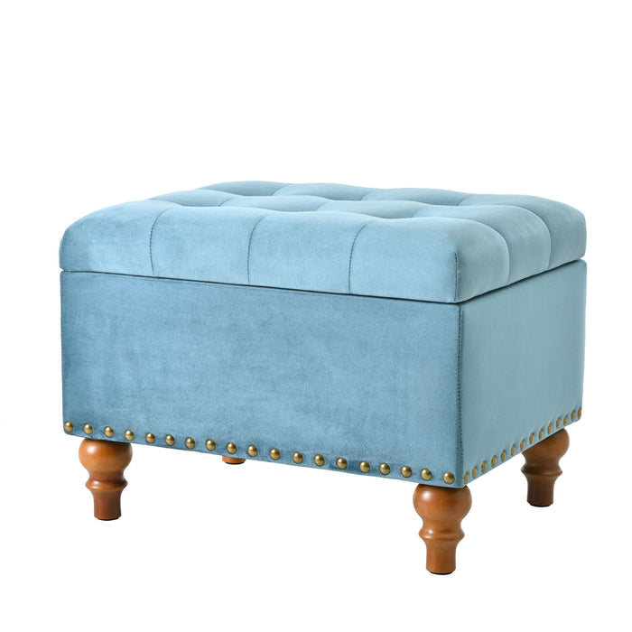 Upholstered Ottoman With Storage And Rivet Trim