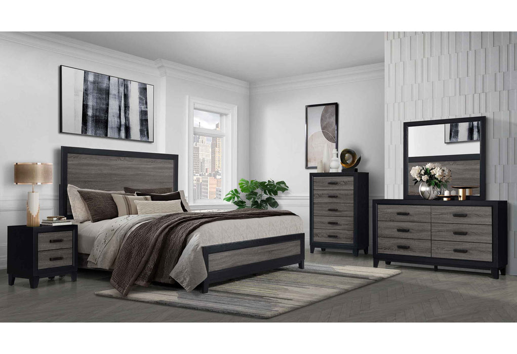 Lisbon - 4 Piece King Bedroom Set (Bed, Dresser, Mirror, Nightstand) - Black / Gray