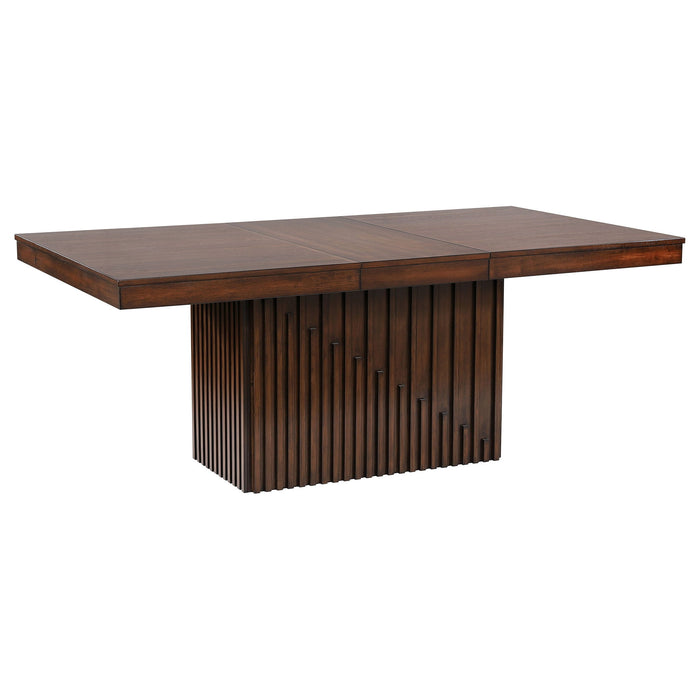 Baywind - Dining Table Pedestal Base, Rectangular Design With Extendable Leaf - Oak