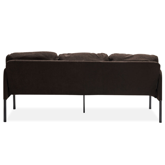 Modern L Shaped 3 Seater Sofa With Ottoman, Upholstered Couch For Small Spaces