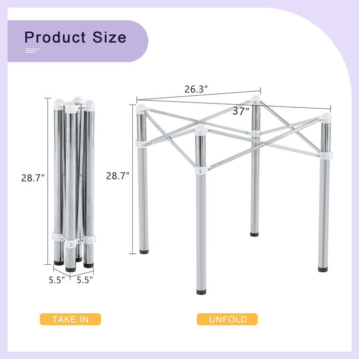 Simple Silver Stainless Steel Folding Table Frame Multifunctional Space Saving Design.Separate Folding Table Legs That Can Be Paired With Various Sizes And Styles Of Tabletops - Silver