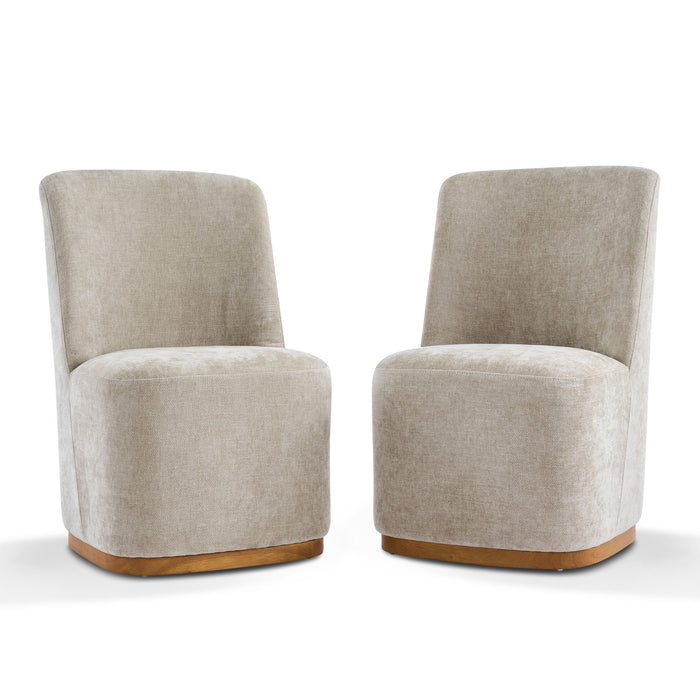 Indoor Upholstered Dining Chair (Set of 2) With Sturdy Frame - Oatmeal